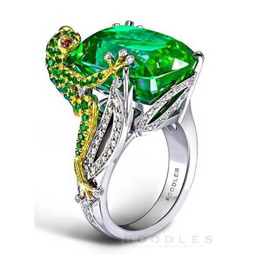 Enchanted Emerald Frog Ring