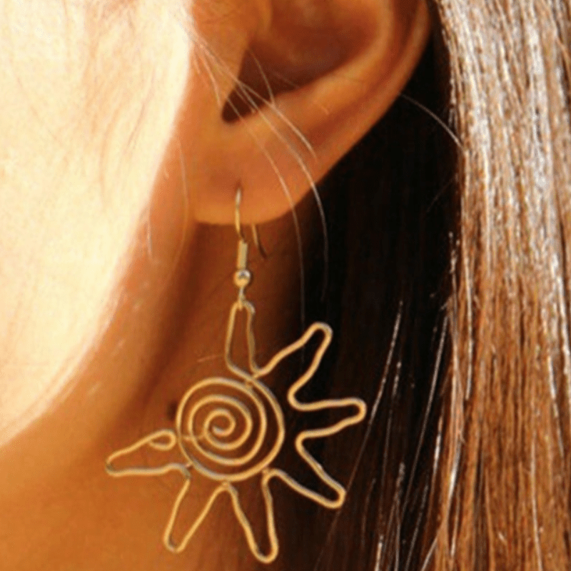 Bohemian Sun Spinning Swirl Dangle Earrings