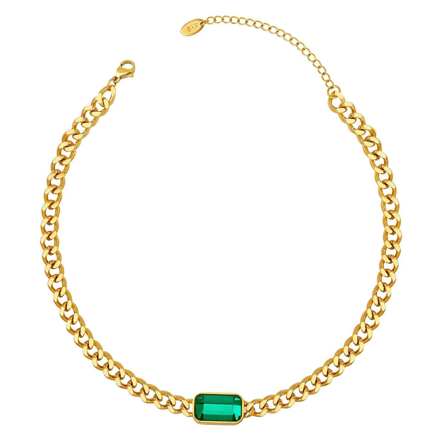 18kt Gold Plated Emerald Stone Necklace