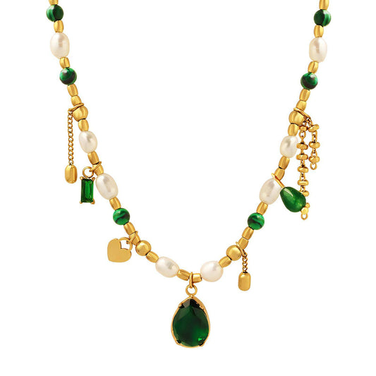 Baroque Pearl Emerald Necklace