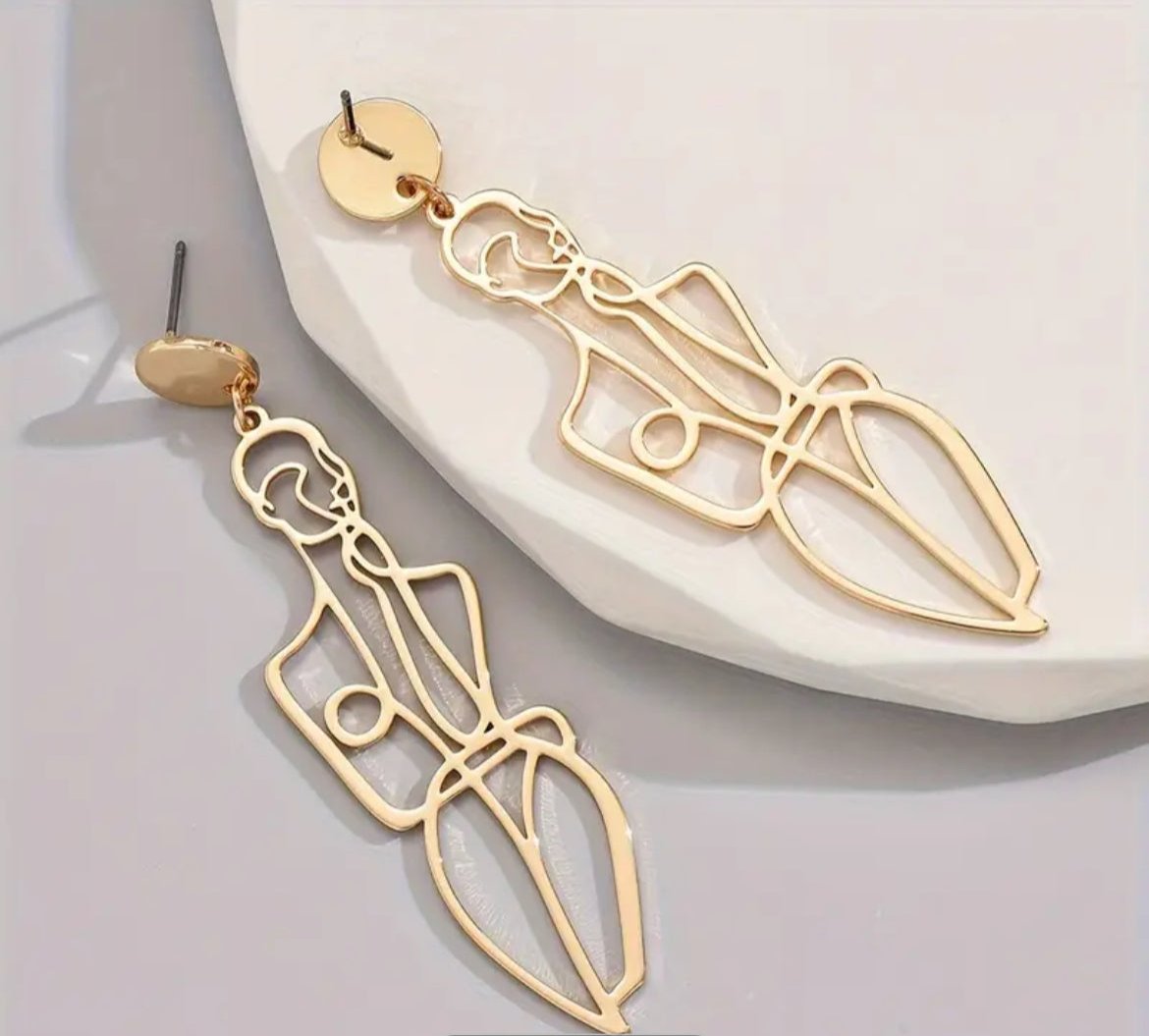 Abstract Human Figure Dangle Earrings