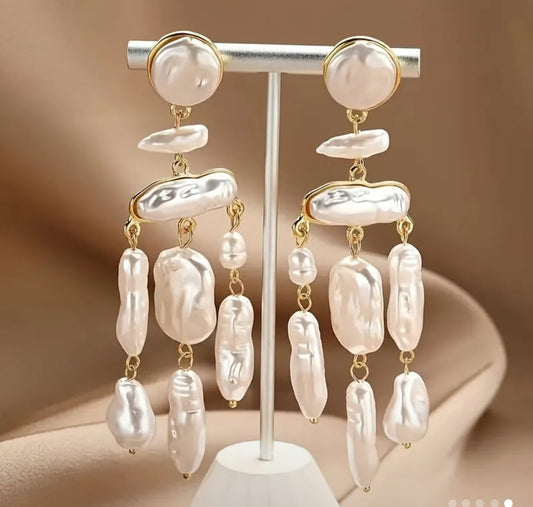 Pearl Drop Chandelier Earrings