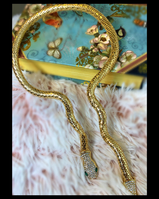 Gold Plated Hanging Snake Wrap Necklace