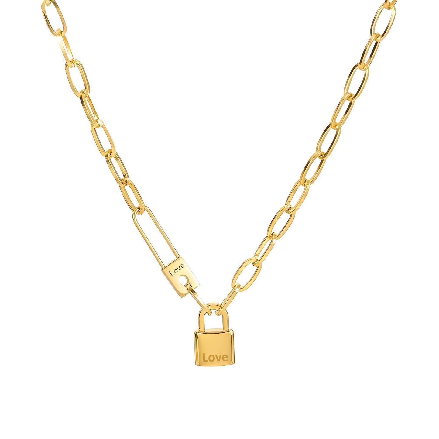 18K GOLD PLATED STAINLESS STEEL "LOCK" NECKLACE