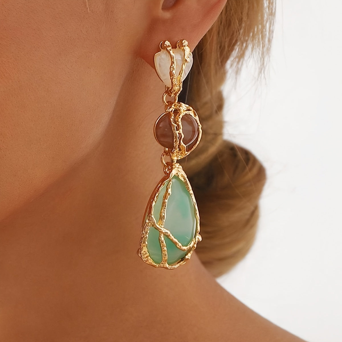 Boho Vintage Style Resin Stone Drop Earrings