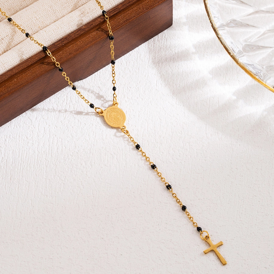 Classical Cross Mary Beaded Necklace